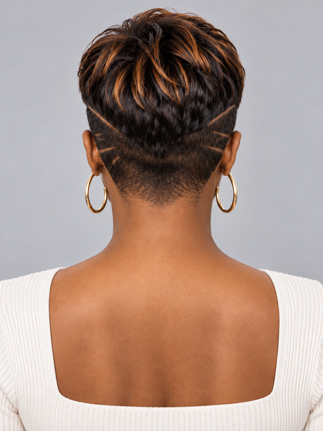 Loyalrose Pixie wig Straight 6 inches Black&Brown 100% human hair Glueless with Full lace TWA with Fade and Hard Part style 23