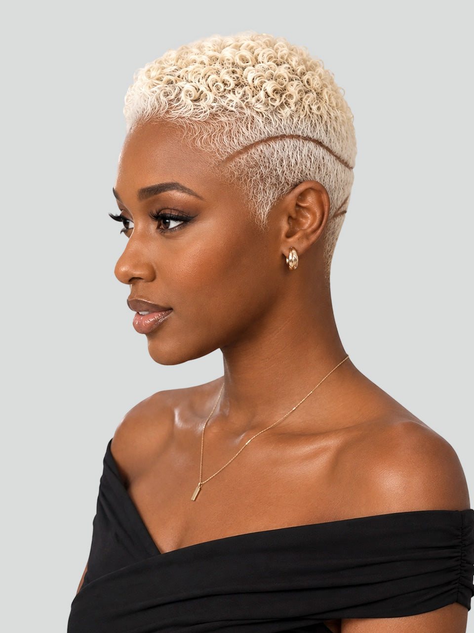 Loyalrose Pixie wig Afro Lowcut 6 inches Blond 100% human hair Glueless with Full lace TWA with Fade and Hard Part style 12