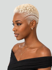 Loyalrose Pixie wig Afro Lowcut 6 inches Blond 100% human hair Glueless with Full lace TWA with Fade and Hard Part style 12