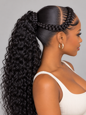 Loyalrose Pre-styled wig Braided Curly wave lace 360 Black color without glue 16-30 inches With ponytail