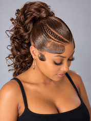 Loyalrose Pre-styled wig Body wave frontal lace 360 Central part Brown color without glue with Braid&Ponytail 20 inches