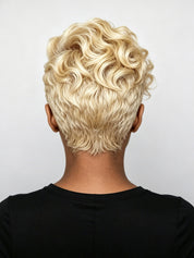 Loyalrose Blonde Short Wavy Pixie Wig 100% human hair Glueless full lace