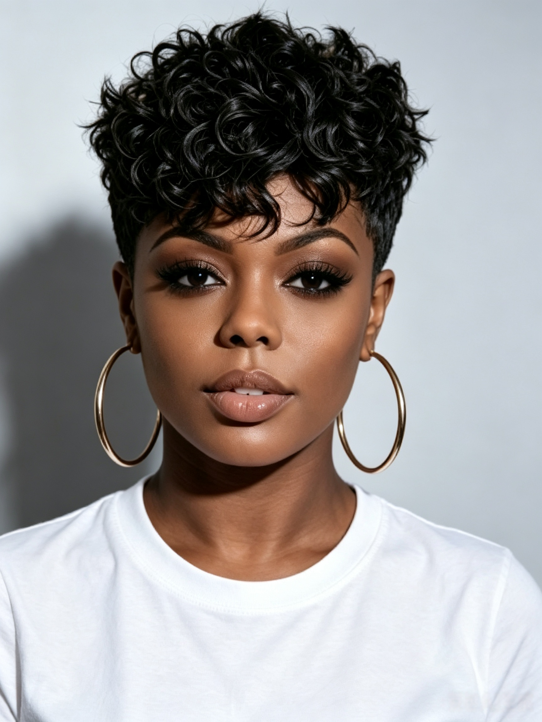 Loyalrose Pixie cut curly wave black wig 100% human hair Glueless Machine made (Copy)