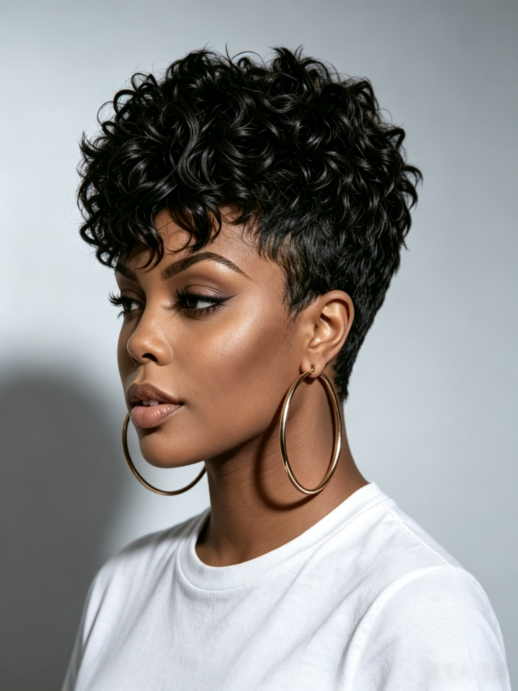 Loyalrose Pixie cut curly wave black wig 100% human hair Glueless Machine made (Copy)