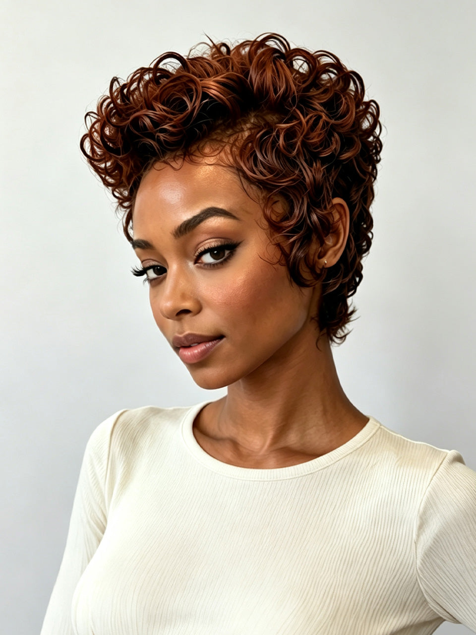Loyalrose Brown Curly Wave Wig 100% human hair Glueless Full Lace
