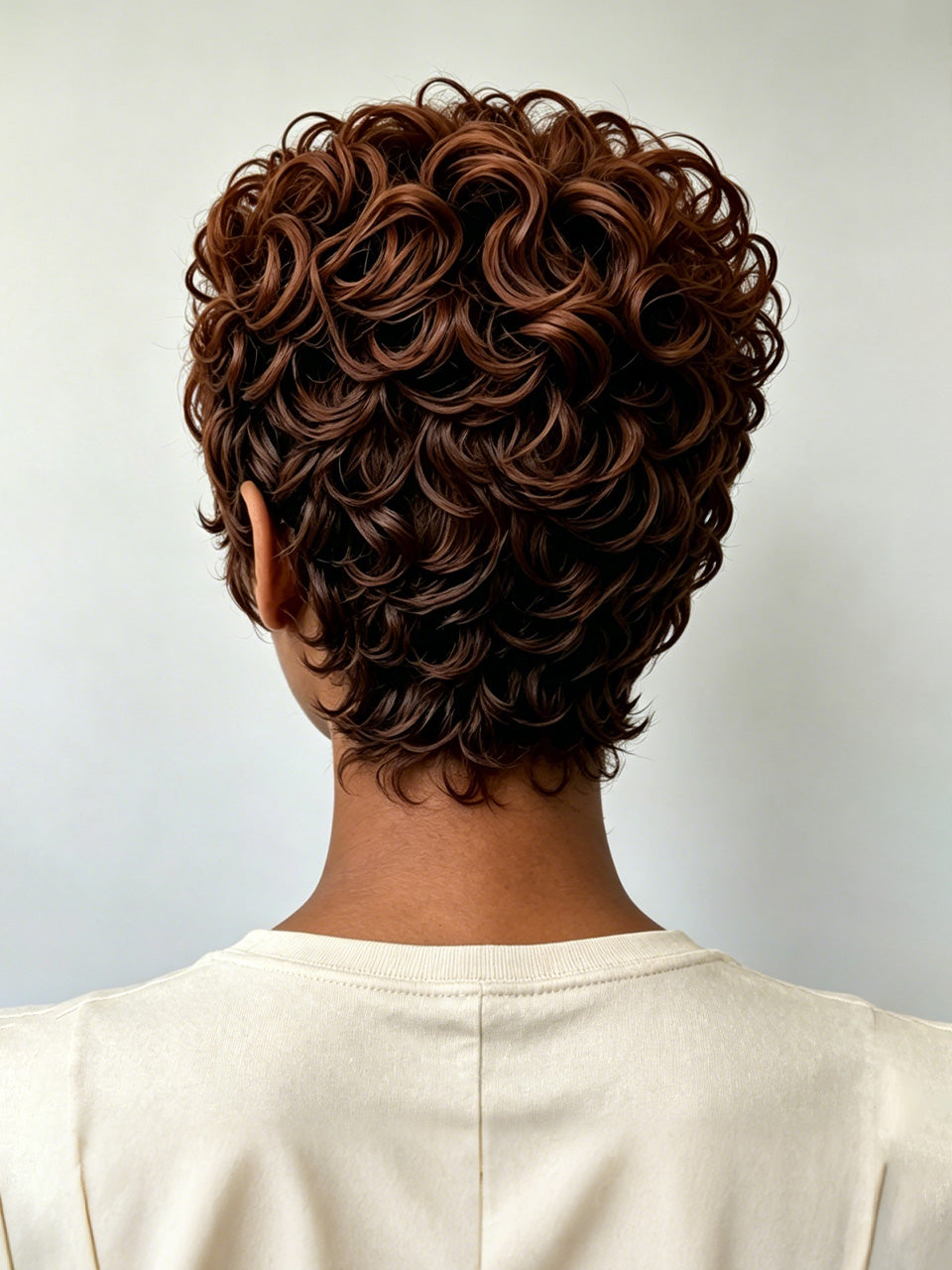 Loyalrose Brown Curly Wave Wig 100% human hair Glueless Full Lace