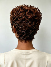 Loyalrose Brown Curly Wave Wig 100% human hair Glueless Full Lace