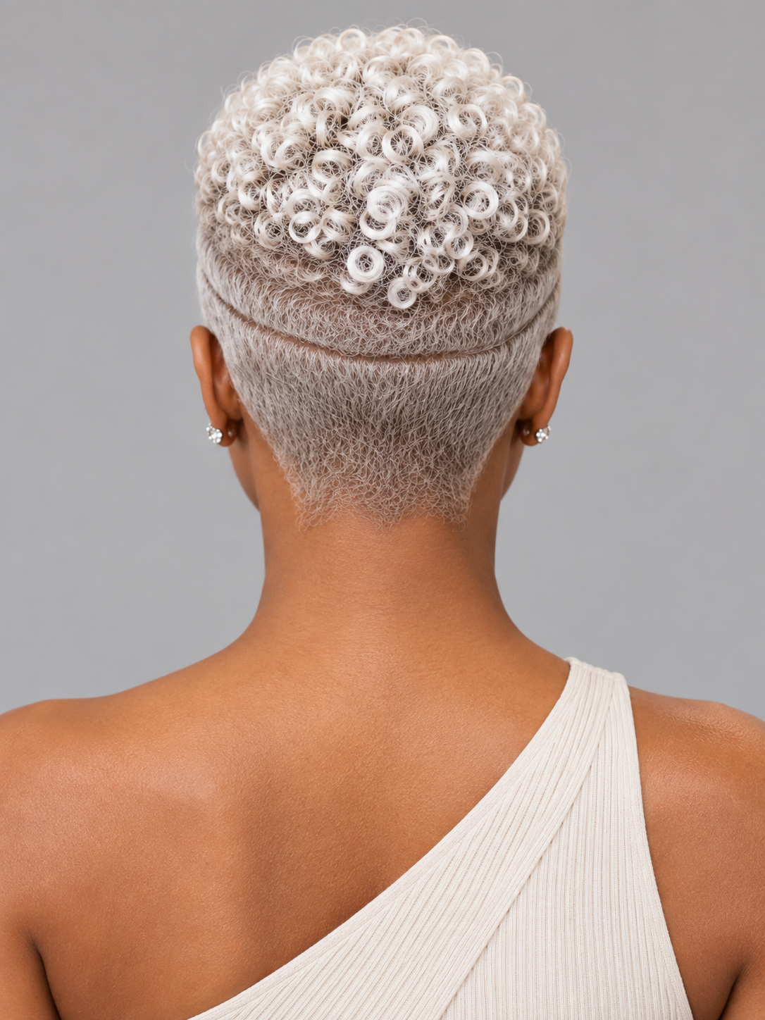 Loyalrose Pixie wig Afro Lowcut 6 inches Salt&Pepper 100% human hair Glueless with Full lace TWA with Fade and Hard Part style 52