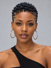 Loyalrose Pixie wig Afro 6 inches Black 100% human hair Glueless with Full lace TWA with Fade and Hard Part style 28
