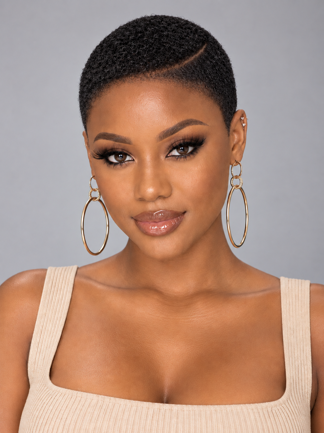 Loyalrose Pixie wig Afro Lowcut 6 inches Blond/Black 100% human hair Glueless with Full lace TWA with Fade and Hard Part style 35