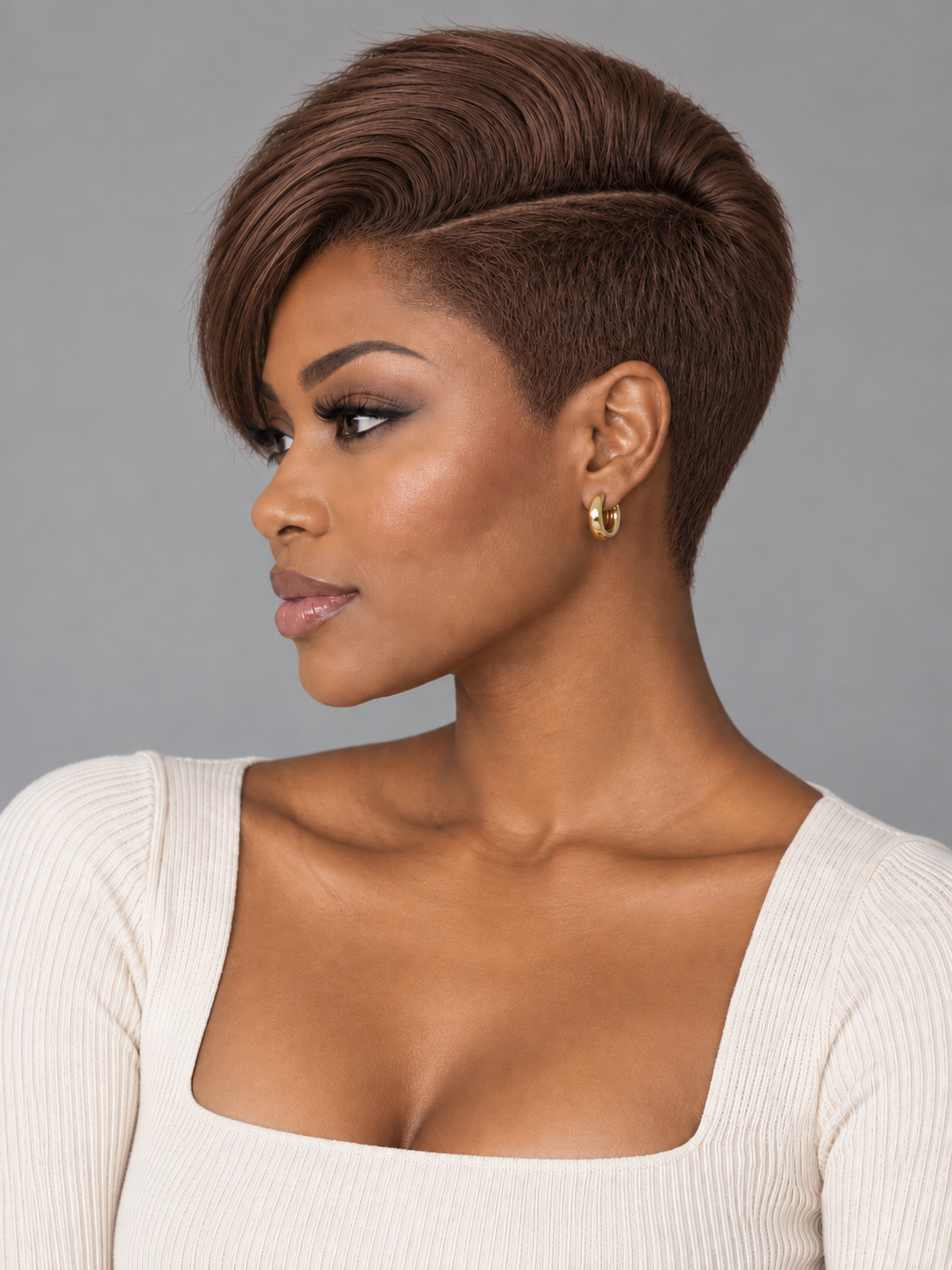 Loyalrose Pixie straight wig Multicolor Side part frontal lace 13*6 100% Human Hair with bang Asymmetrical style