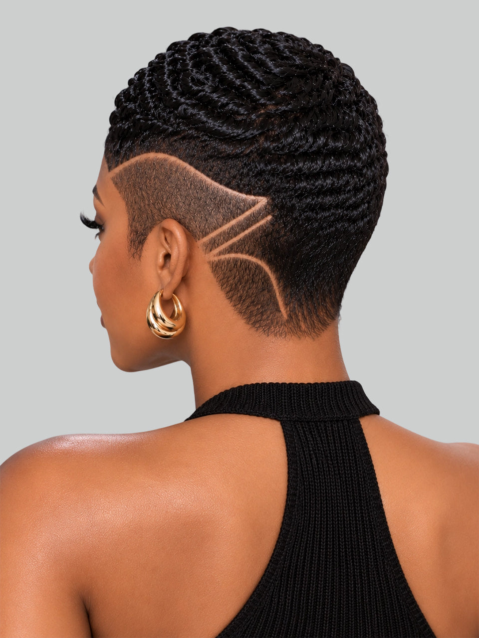 Loyalrose Pixie wig Afro 6 inches Black 100% human hair Glueless with Full lace TWA with Fade and Hard Part style 27