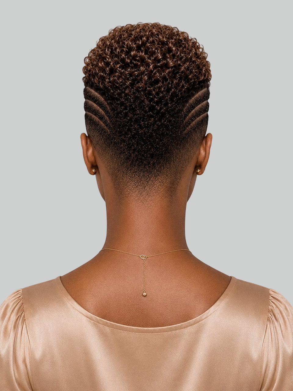 Loyalrose Pixie wig Afro curly 6 inches Brown 100% human hair Glueless with Full lace TWA with Fade and Hard Part style 4