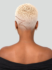 Loyalrose Pixie wig Afro Lowcut 6 inches Blond 100% human hair Glueless with Full lace TWA with Fade and Hard Part style 12