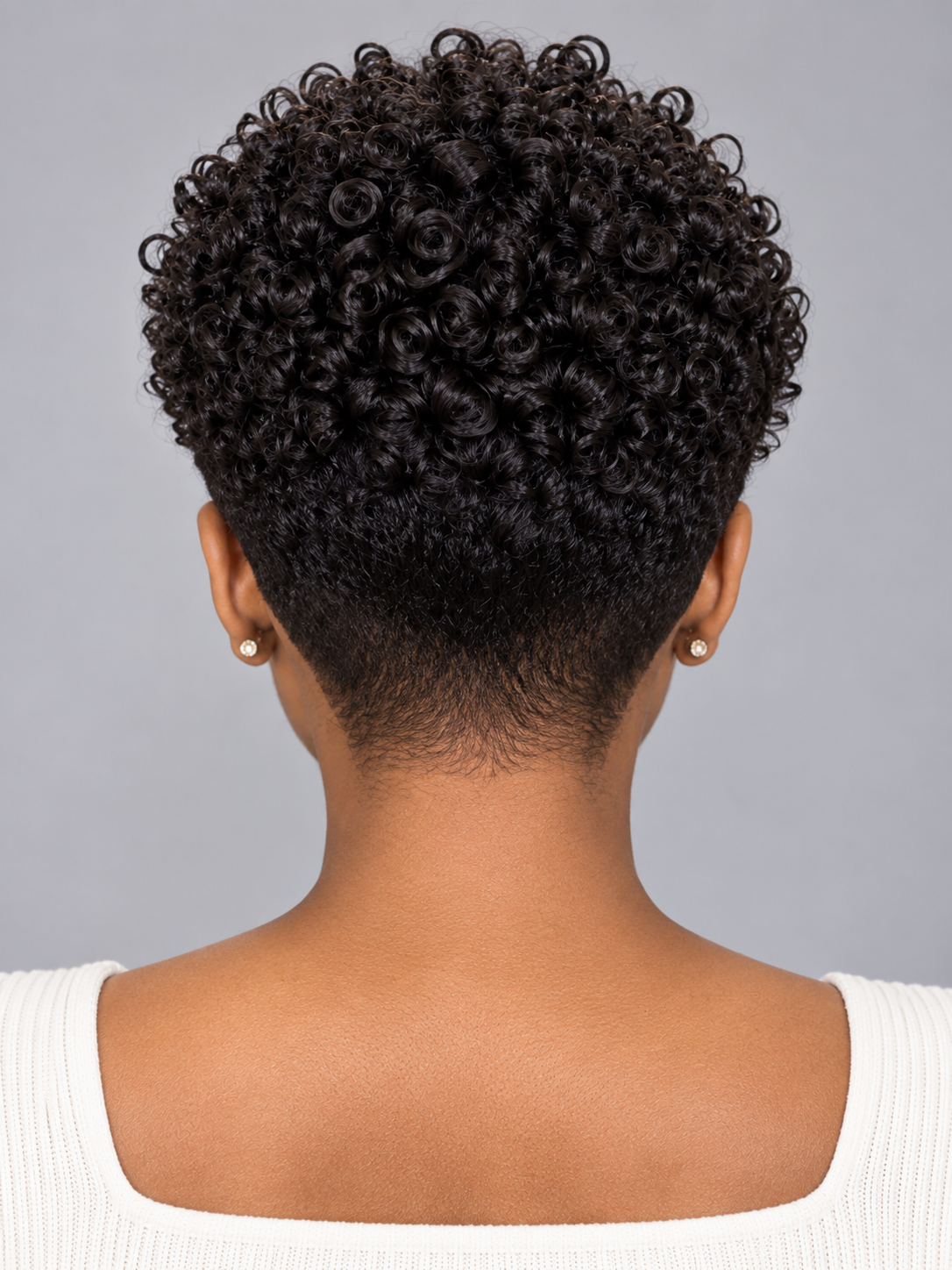 Loyalrose Pixie wig Kinky Curly wave 6 inches Black with bang 100% human hair Glueless with Full lace TWA with Fade and Hard Part style 37