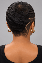Loyalrose Pixie wig finger wave 6 inches Black 100% human hair Glueless with Full lace TWA with Fade and Hard Part style 36
