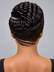 Loyalrose Pixie wig Curly wave 6 inches Black 100% human hair Glueless with Full lace TWA with Fade and Hard Part style 40