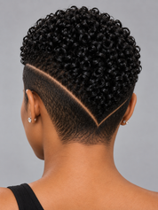 Loyalrose Pixie wig Afro Lowcut 6 inches Black 100% human hair Glueless with Full lace TWA with Fade and Hard Part style 45