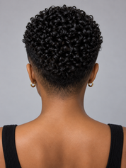 Loyalrose Pixie wig Afro curl 6 inches Black 100% human hair Glueless with Full lace TWA with Fade and Hard Part style 33