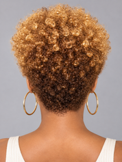 Loyalrose Pixie wig Kinky Curly 8 inches Blond mix brown 100% human hair Glueless machine made