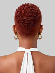 Loyalrose Pixie wig Afro curly 6 inches Claret 100% human hair Glueless with Full lace TWA with Fade and Hard Part style 10