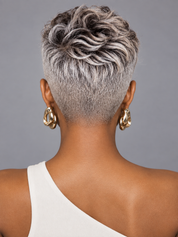 Loyalrose Salt & Pepper Pixie Short Cut Wig side part Lace closure 7*5 100% Human Hair Glueless style 5