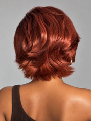 Loyalrose Bob Wig Orangecolor frontal lace 13x4 Glueless 100% Human Hair with bang Asymmetrical layered style