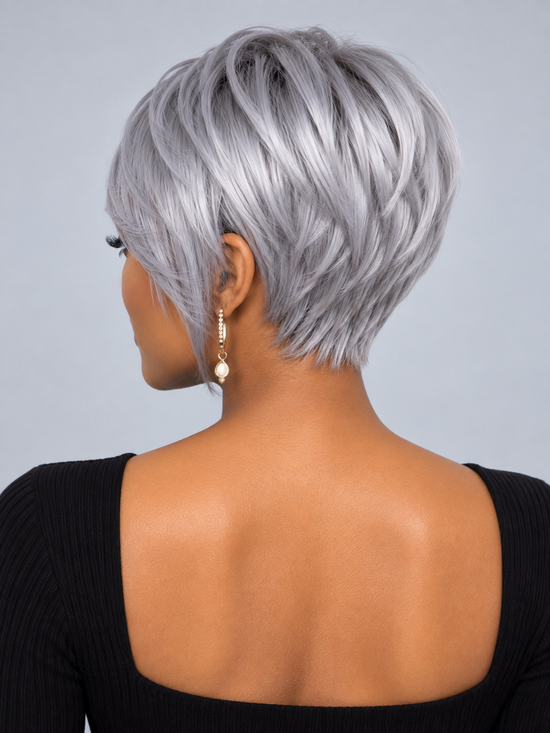 Loyalrose Salt & pepper/Black Pixie Side part Wig Straight 13x4 lace Glueless 100% Human Hair