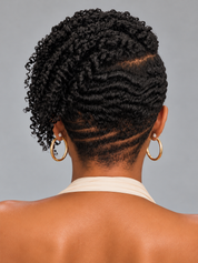 Loyalrose Braided wig full lace black color side part Pre-styled without glue Traditional African TWA with Finger wave+Fade and Hard Part
