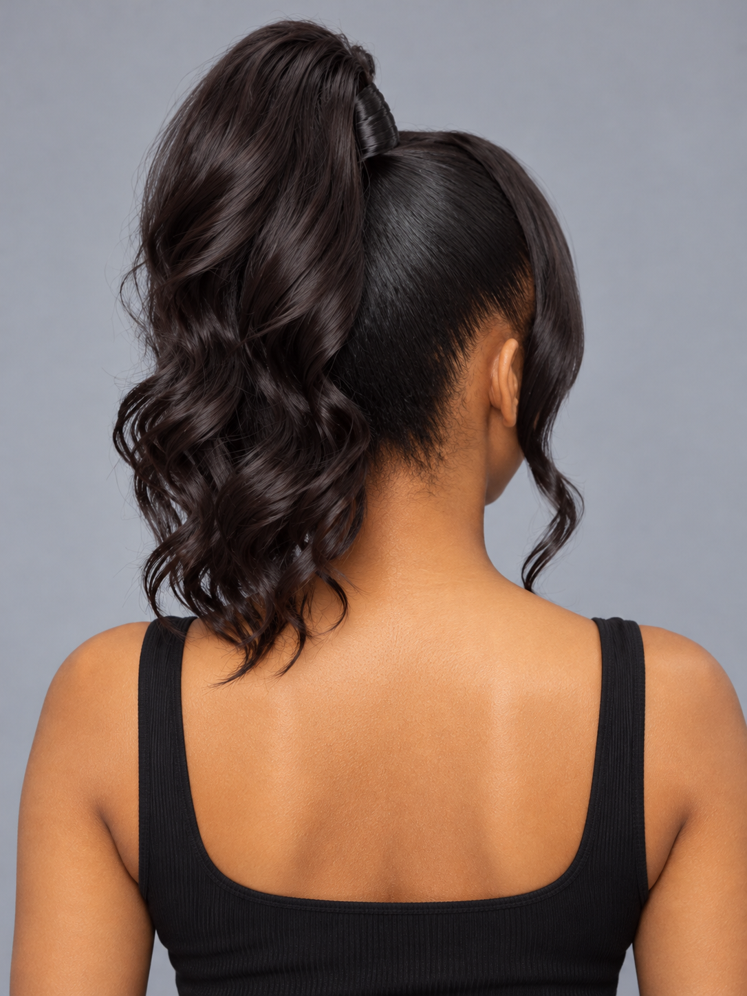 Loyalrose Pre-styled wig Body wave 360 lace Black color without glue with Bang and Ponytail 20 inches