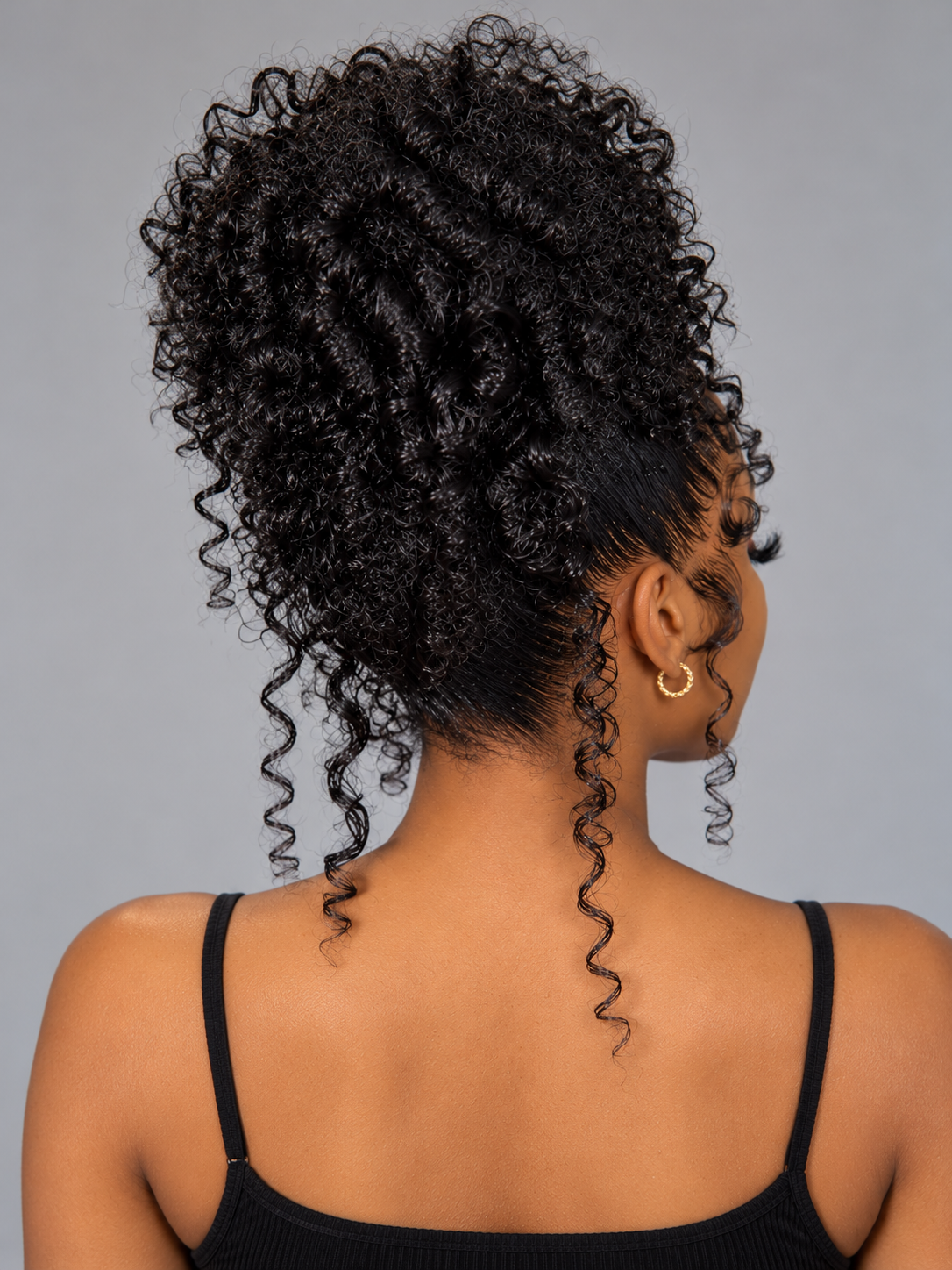 Loyalrose Pre-styled wig Curly wave frontal lace 360 free part Black color without glue with Ponytail and baby hair 18 inches