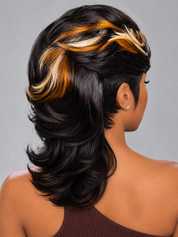 Loyalrose Bob wig frontal lace 13*6 Side part Black color with highlighted bangs without glue Side shaved line+Asymmetrical Layered style