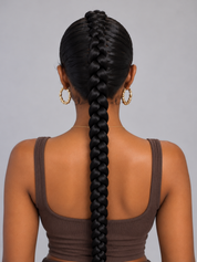 Loyalrose Pre-styled wig Free part 13*6 lace Black color without glue with Long braided ponytail style 2