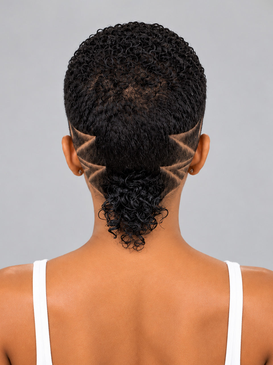 Loyalrose Pixie wig Afro Lowcut 10 inches Black 100% human hair side part Glueless with Full lace TWA with Fade and Hard Part Ponytail style 55