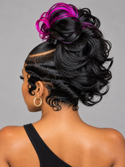 Loyalrose Pre-styled wig Body wave+finger wave lace front 13*6 Black mix purple color without glue with ponytail