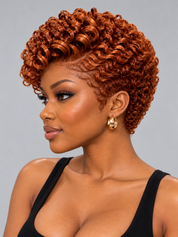 Loyalrose Pixie Wig Curly Copper Side part lace 13x4 Glueless 100% Human Hair