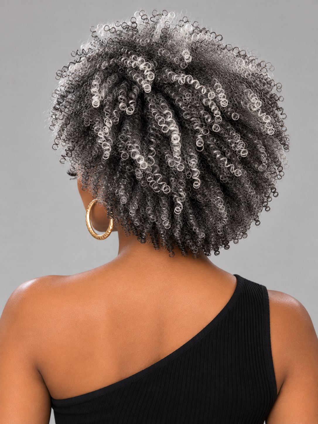 Loyalrose Pixie wig short cut Afro curl Salt & pepper machine made Glueless 100% Human Hair dread lock style