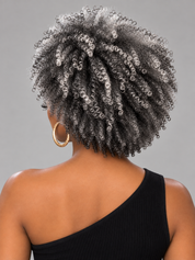 Loyalrose Pixie wig short cut Afro curl Salt & pepper machine made Glueless 100% Human Hair dread lock style