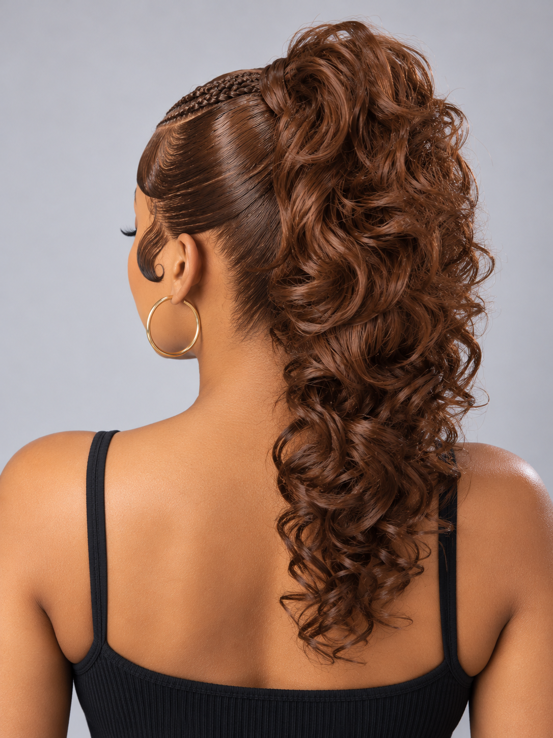 Loyalrose Pre-styled wig Body wave frontal lace 360 Central part Brown color without glue with Braid&Ponytail 20 inches
