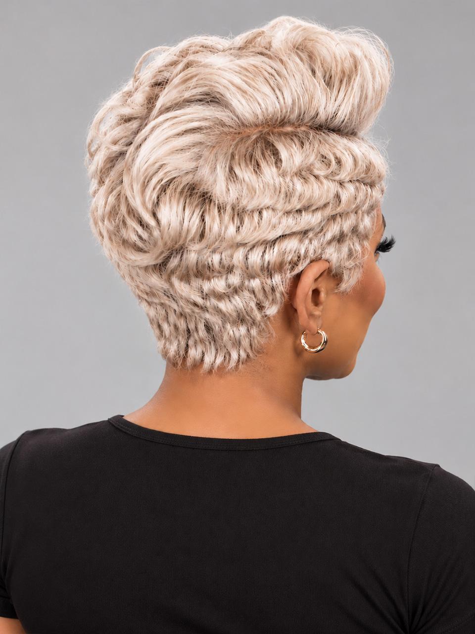 Loyalrose White Pixie Side part Wig Loose curly 13x4 lace Glueless 100% Human Hair