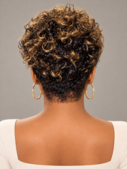 Loyalrose Bob Wig Curly and finger wave Black mix blond color Side part lace 13x4 Glueless 100% Human Hair