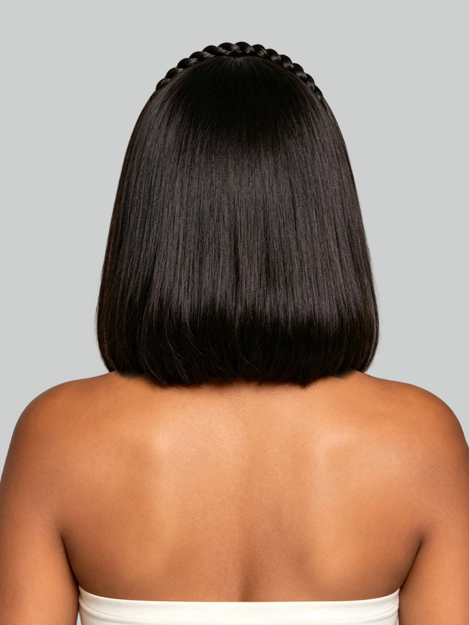 Loyalrose Braided bob wig frontal lace 13*6 Black color Pre-styled without glue 10 inches Cornrow Front Wig Headband braid with straight Back style