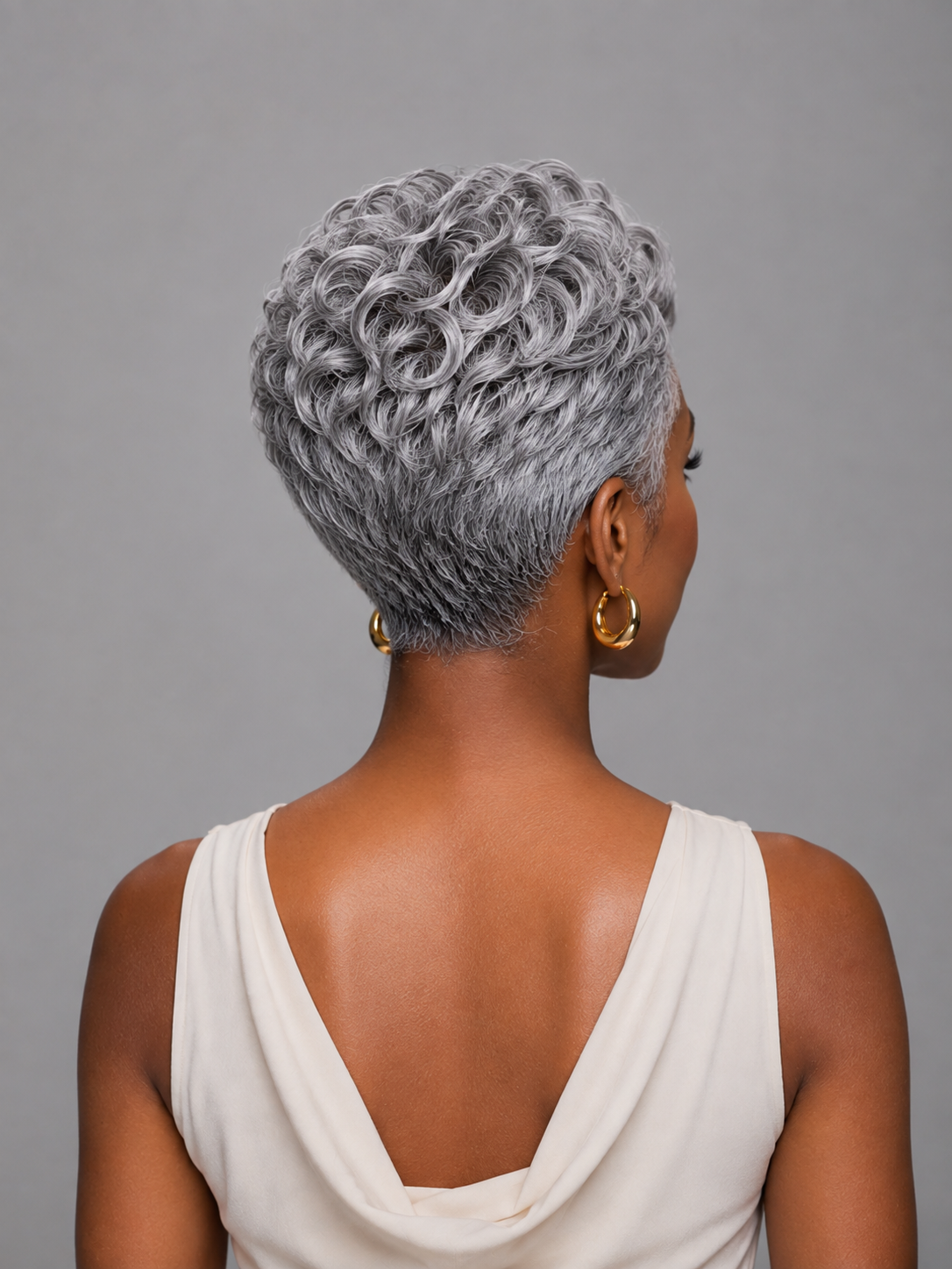Loyalrose Salt & Pepper Pixie Short Cut Wig side part Lace closure 7*5 100% Human Hair Glueless with bang style 2