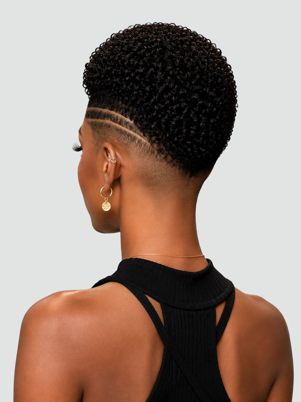 Loyalrose Pixie wig Afro curly 6 inches Black 100% human hair Glueless with Full lace TWA with Fade and Hard Part style 6