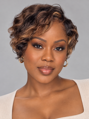 Loyalrose Bob Wig Loose Curly Black mix brown color Side part lace 13x4 Glueless 100% Human Hair