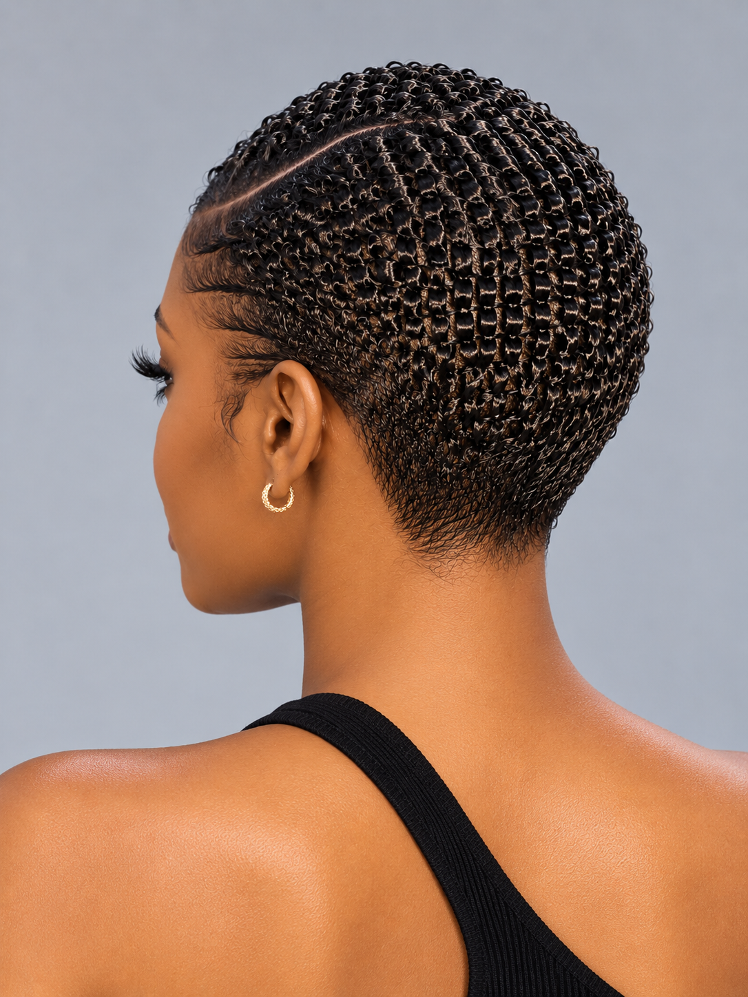 Loyalrose Pixie wig Afro Lowcut 6 inches Black 100% human hair side part Glueless with Full lace TWA with Fade and Hard Part style 50