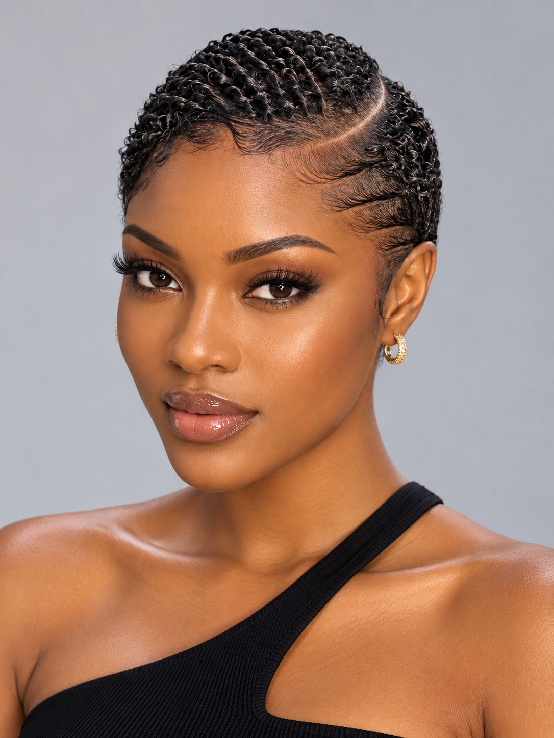 Loyalrose Pixie wig Afro Lowcut 6 inches Black 100% human hair side part Glueless with Full lace TWA with Fade and Hard Part style 50
