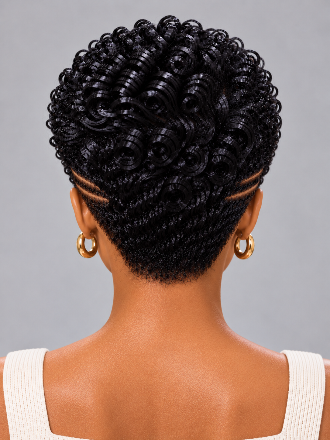 Loyalrose Pixie wig Curly 8 inches Black 100% human hair Side part Glueless with Full lace TWA with Fade and Hard Part style 51