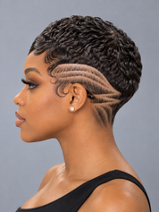 Loyalrose Pixie wig finger wave 6 inches Black 100% human hair Glueless with Full lace TWA with Fade and Hard Part style 34
