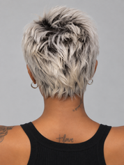 Loyalrose Pixie wig short cut Straight Salt & pepper machine made Glueless 100% Human Hair